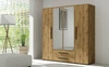 Spiegelschrank Maxione 198 cm Eiche handwerklich geräumiger Kleiderschrank für ein Schlafzimmer Jugendzimmer oder Flur mit Schubladen bereichert