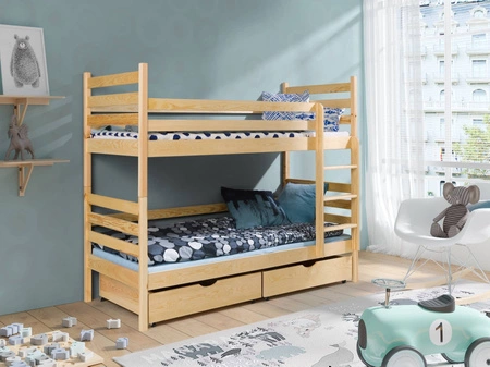 Etagenbett Wojtek 2 Personen 90x180 cm tief Ausziehbare Schubladen auf Rädern nehmen den Platz eines Einzelbettes ein