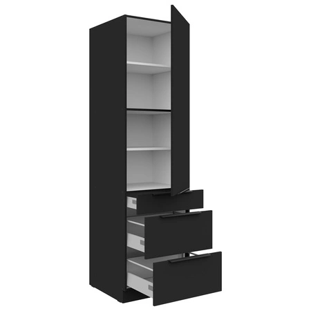 Schwarz 60 DKS-210 3S 1F Küchenschrank mit Schubladen Metallkantengriffe feuchtigkeits- und beschädigungsbeständiger Schrank