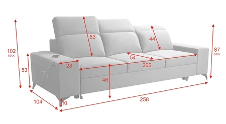 Kelly Sofa mit Schlaffunktion dunkelbeige stilvolles Wohnzimmersofa mit einfachem Design verstellbare Kopfstützen Veloursstoff