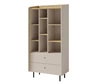 Bücherregal mit Schubladen Olivio 80 cm sandbeige/geölte Eiche elegantes Design stabile hohe Beine Bücherregal mit Schubladen