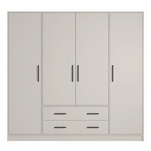 Kleiderschrank Caspe 200 cm beige modernes Design ABS-Finish und Aluminiumgriffe