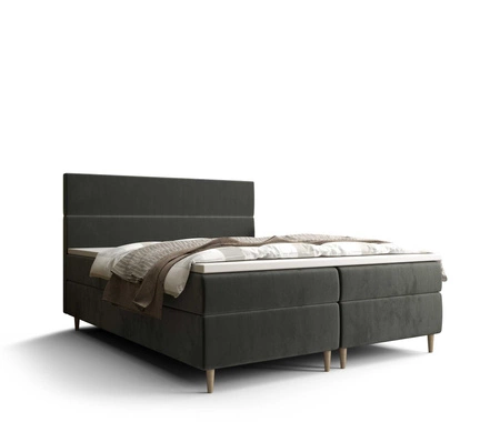 Boxspringbett Bing 180x200 graphit im modernen skandinavischen Stil mit markantem Kopfteil