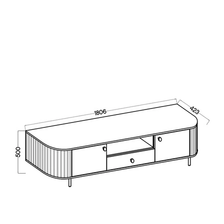 TV Schrank Ovalio 181 cm beige unkonventionelle TV-Schrank für Wohnzimmer Metall dekorative Accessoires Fräsen