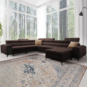 Ecksofa mit Schlaffunktion Bolmso VIII braun rechts elegantes und bequemes Ecksofa mit Schublade ideal für geräumige Innenräume