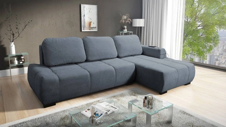 Ecksofa mit Schlaffunktion Zartblaues, rechtsseitiges, stilvolles Design-Ecksofa, das sich durch seine abgerundete Form auszeichnet