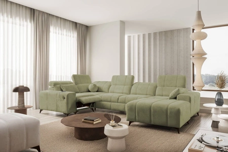 Penejos IV Lux olive olive rechtes Ecksofa mit Schlaffunktion stilvolles Schlafsofa mit komfortablem ausziehbarem Fußteil