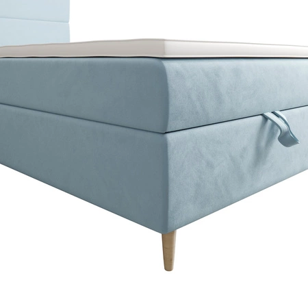 Boxspringbett Bing 120x200 hellblau im modernen skandinavischen Stil mit gepolstertem Kopfteil Bett mit Staukasten