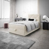 Boxspringbett Arvada 100x200 beige Bett im modernen skandinavischen Stil mit gepolstertem Kopfteil Bett mit Staukasten