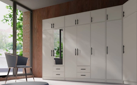 Kleiderschrank Erweiterung Caspe 50 cm beige modernes Design ABS-Finish und Aluminium-Griffe