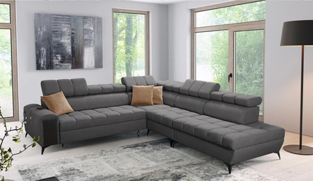 Ecksofa mit Schlaffunktion Bolmso IX graphit rechte Seite bequemes Ecksofa für Wohnzimmer mit Schublade Bettzeug Container stilvolles Design