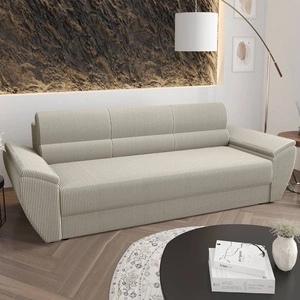 Sofa Fogu Bis elfenbein stilvolles Schlafsofa mit bequemen Armlehnen Cord-Stoff-Polsterung Container für Bettzeug