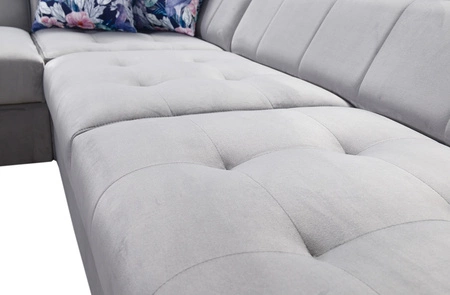 Ecksofa mit Schlaffunktion Hampton VII navy blue linkes Ecksofa für Zimmer aus Samtstoff mit glatter Oberfläche