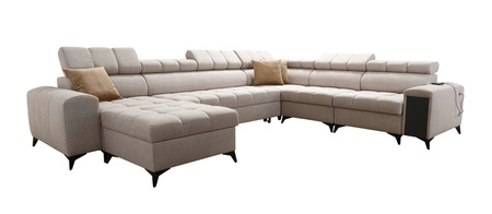 Ecksofa mit Schlaffunktion Bolmso VIII Senfgelb links elegantes und bequemes Ecksofa mit Schublade ideal für geräumige Innenräume