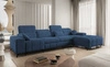 Ecksofa mit Schlaffunktion Penejos XII blau rechtsseitig stilvolles Ecksofa mit Bettzeugcontainern komfortable verstellbare Kopfstützen
