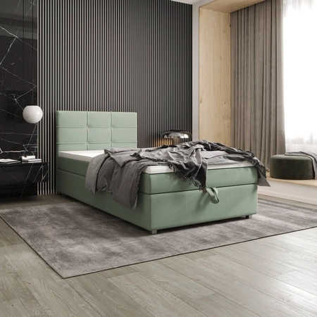 Boxspringbett Fresno 120x200 mintgrün im modernen skandinavischen Stil mit gepolstertem Kopfteil Bett mit Staukasten