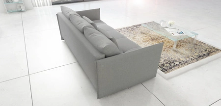 Sofa mit Schlaffunktion Selva hellgrau funktionelles Wohnzimmersofa mit Stauraum für Bettzeug aus strapazierfähigem Webstoff