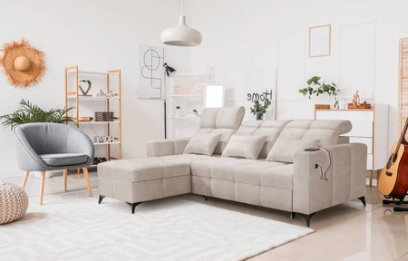 Ecksofa mit Schlaffunktion Laredo beige linke Ecke komfortables und stilvolles Schlafsofa mit Bettzeugcontainer