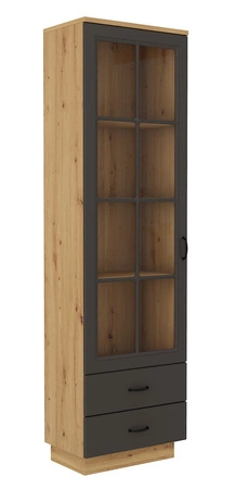 Möbelwand Style Eiche artisan / grau graphit klassisches Design Möbelwand mit Garderobe stilvoll gefräste Fronten Metallgriffe