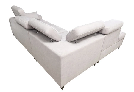 Ecksofa mit Schlaffunktion Castel VII rosa links stilvolles Ecksofa mit Bettzeugablage und verstellbaren Kopfstützen