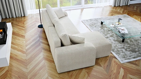 Ecksofa mit Schlaffunktion Fiesta beige universal Ecksofa für Wohnzimmer Kordstoff Bettzeug Container
