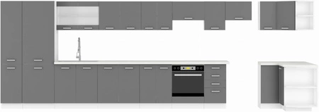 Sonia Küchenmöbel-Set 180 cm glänzende Fronten einzigartiger Stil des Schranks mit Vitrine gibt den Möbeln Leichtigkeit und Stil