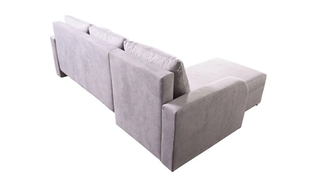 Ecksofa mit Schlaffunktion Scarlo hellgrau universal Ecksofa für das Wohnzimmer aus strapazierfähigem Veloursstoff