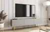 TV-Schrank Luxury 175 cm Korpus in grauem, elegantem Design mit goldener Zierleiste Schrank auf goldenen Metallbeinen