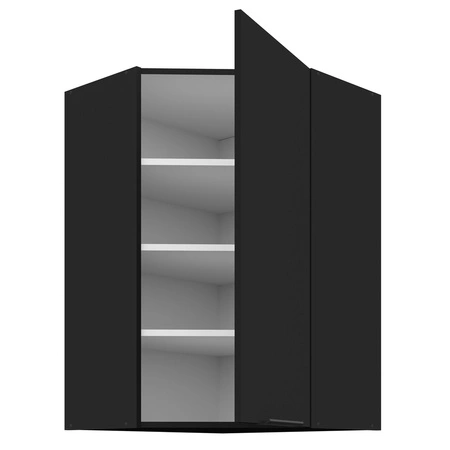 Eck-Küchenwandschrank Schwarz 60x60 GN-90 1F Metallkantengriff feuchtigkeits- und beschädigungsbeständiger Schrank