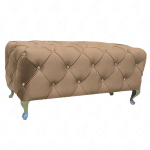 Hesta pouffe 100 cm beige idealer fußhocker schmutz- und kratzfest sitzpouffe funktioniert auch als polsterbank gesteppte elemente mit kristallen