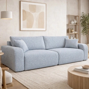Sofa Fiesta grau Esche funktionelles Wohnzimmersofa mit Bettzeug Lagerung elegantes Design gewebten Stoff