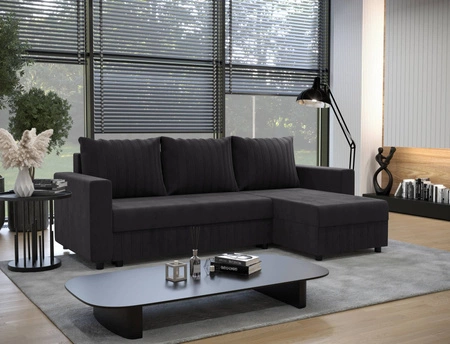 Ecksofa mit Schlaffunktion Pasco graphit rechte Ecke Klassisches Ecksofa, das sich in jede Inneneinrichtung einfügt Ziernähte