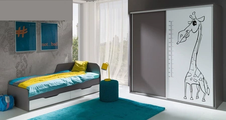 Yugo Bett mit Schubladen 80x200 cm in Esche / weiß glänzend ein modernes und funktionelles Möbelstück für das Jugendzimmer