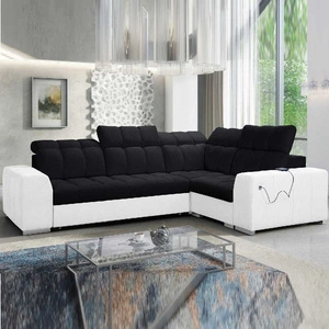 Ecksofa mit Schlaffunktion Luigi II schwarz / weiß rechtes Ecksofa mit Bettkasten für den täglichen Liegekomfort