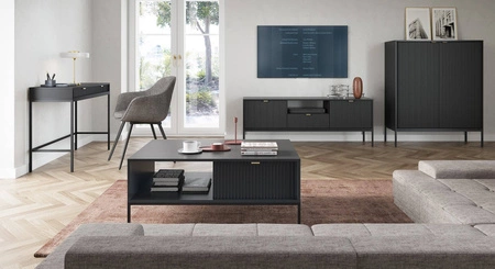 Kommode Lovro 104 cm schwarz modernes Design wird Liebhaber von markanten Interieurs begeistern