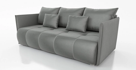 Sofa mit Schlaffunktion Selva hellgrau funktionelles Wohnzimmersofa mit Bettzeugablage aus weichem Samtstoff