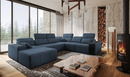 Ecksofa mit Schlaffunktion Tesalia VIII blau links bequemes Ecksofa für das Wohnzimmer mit innovativer Schiebefunktion der Rückenlehne