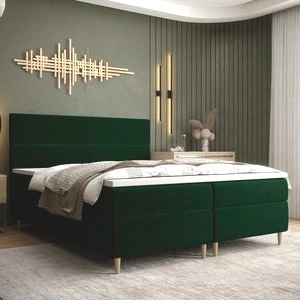 Boxspringbett Bing 160x200 flaschengrün im modernen skandinavischen Stil mit markantem Kopfteil
