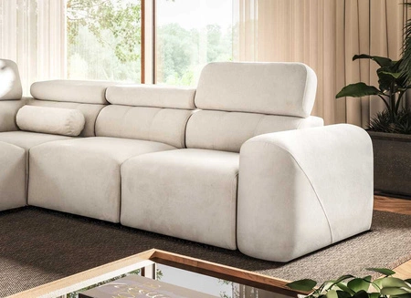 Ecksofa mit Schlaffunktion Cantare VIII Lux beige links Designer Ecksofa mit elektrischer Fußstütze