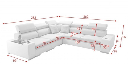 Ecksofa mit Schlaffunktion Provo III grau / weiß linkes Ecksofa mit Bettzeugablage und verstellbaren Kopfstützen