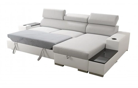 Ecksofa mit Schlaffunktion Ecksofa Provo schwarz rechts mit Bettkasten und Funktionsauszug