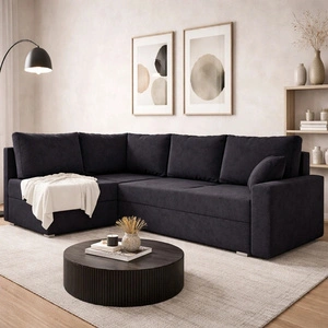 Ecksofa mit Schlaffunktion Nofi schwarz links modernes Design ein schlichter und stilvoller Korpus, der in jede Einrichtung passt