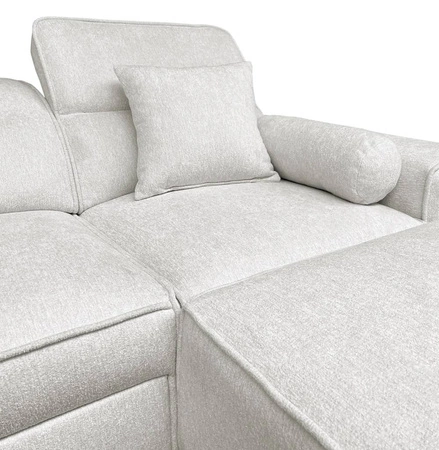 Ecksofa mit Schlaffunktion Viano creme rechts stilvolles Ecksofa mit interessanter Form verstellbare Kopfstützen Zierkissen