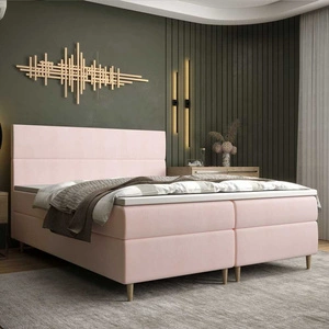 Boxspringbett Bing 160x200 Puderrosa im modernen skandinavischen Stil mit markantem Kopfteil