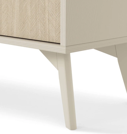 Kommode Wald 106 cm beige / beige Fischgrät geschmackvolles Fischgrätdekor auf den Fronten geräumige Kommode im skandinavischen Stil