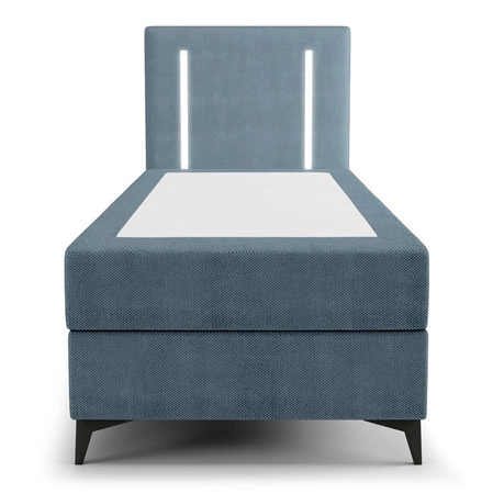 Boxspringbett Norco 80x200 blau stilvolles Bett mit Staukasten Beleuchtung im Kopfteil fügt eine einzigartige Note