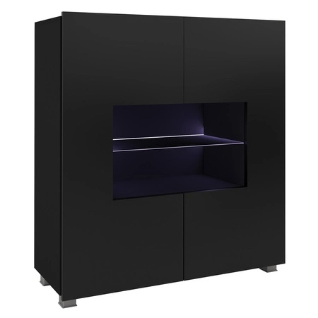 Möbelwand Apulia XXVIII schwarz glänzend / Eiche handwerklich extrem stilvolle Möbelwand einfache Elemente, die in jedes Interieur passen