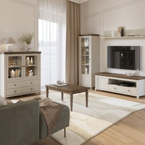 Möbelset für das Wohnzimmer Evora beige / Eiche dunin begeistert Liebhaber ausdrucksstarker Interieurs durch sein attraktives Design und seine Funktionalität