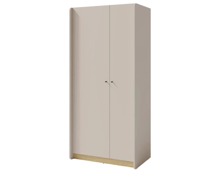 Kleiderschrank Olivio 90 cm sandbeige/geölte Eiche modernes Design ABS-Finish dezente schwarze Griffe