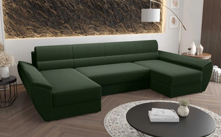 Ecksofa mit Schlaffunktion Fogu U IV grün bequemes und funktionelles Ecksofa für das Wohnzimmer mit einem interessanten Design dreidimensionalen Stoff